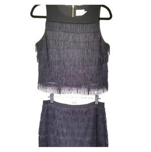 Eliza J fringe ponte two-piece dress